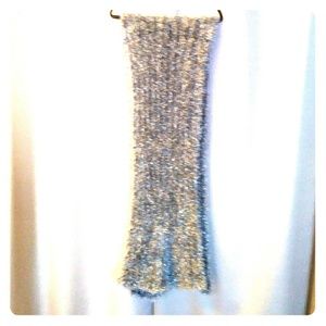 Knitted hand made Silver Fuzzy Oversized Scarf